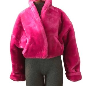 1990's Retro Fuzzy Hot Pink Bolero Jacket